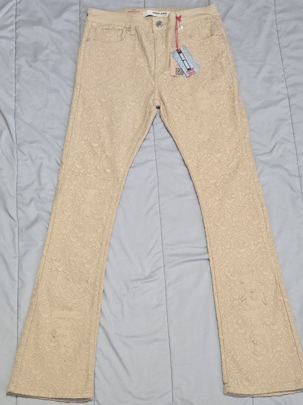 Armor Jeans Men's Stacked Khaki Floral Stretchy Jeans 32W